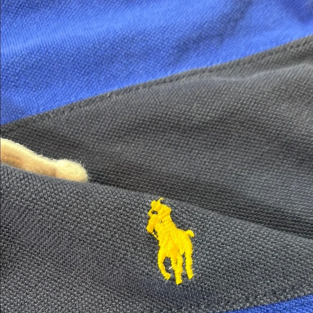Polo by Ralph Lauren rugby hoodie SZ XL Royal Navy blue stripes - Picture 3 of 5